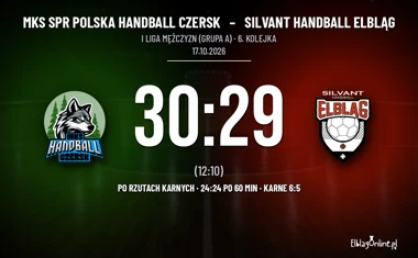 [PIŁKA RĘCZNA] I Liga Mężczyzn (Grupa A): MKS SPR Polska Handball Czersk – Silvant Handball Elbląg 30:29 (po rzutach karnych)
