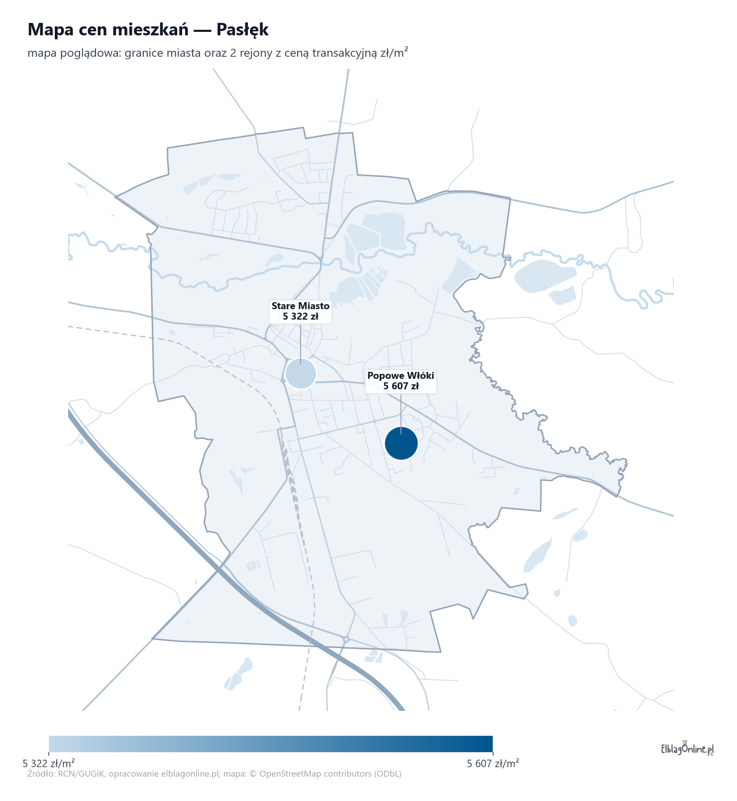 Mapa cen mieszkań - Pasłęk