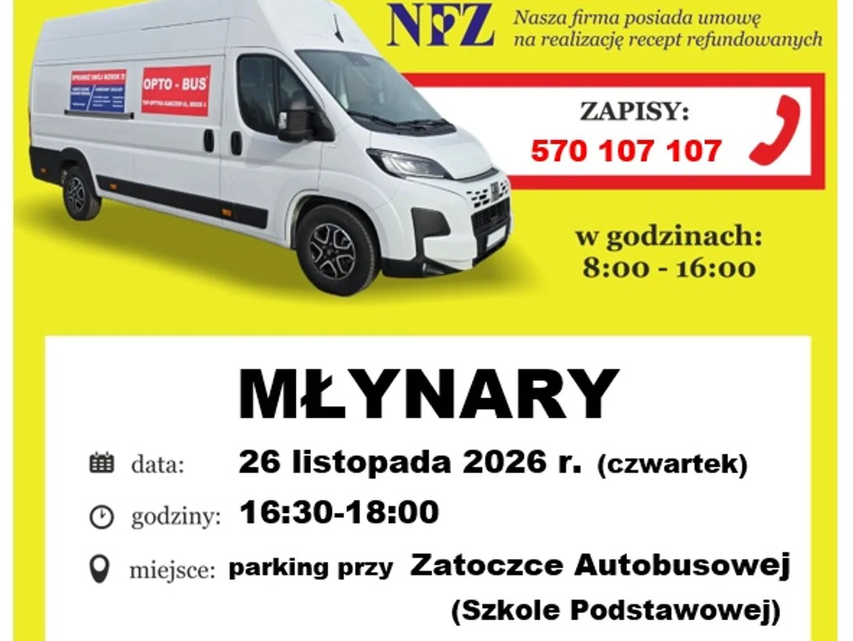 Grafika promocyjna wydarzenia Bezpłatne badanie wzroku w Młynarach