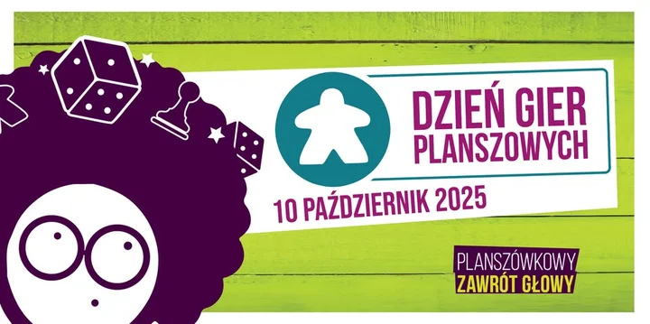 Obrazek przedstawia grafikę promocyjną wydarzenia Wieczór gier planszowych w Bibliotece Kostka w Elblągu