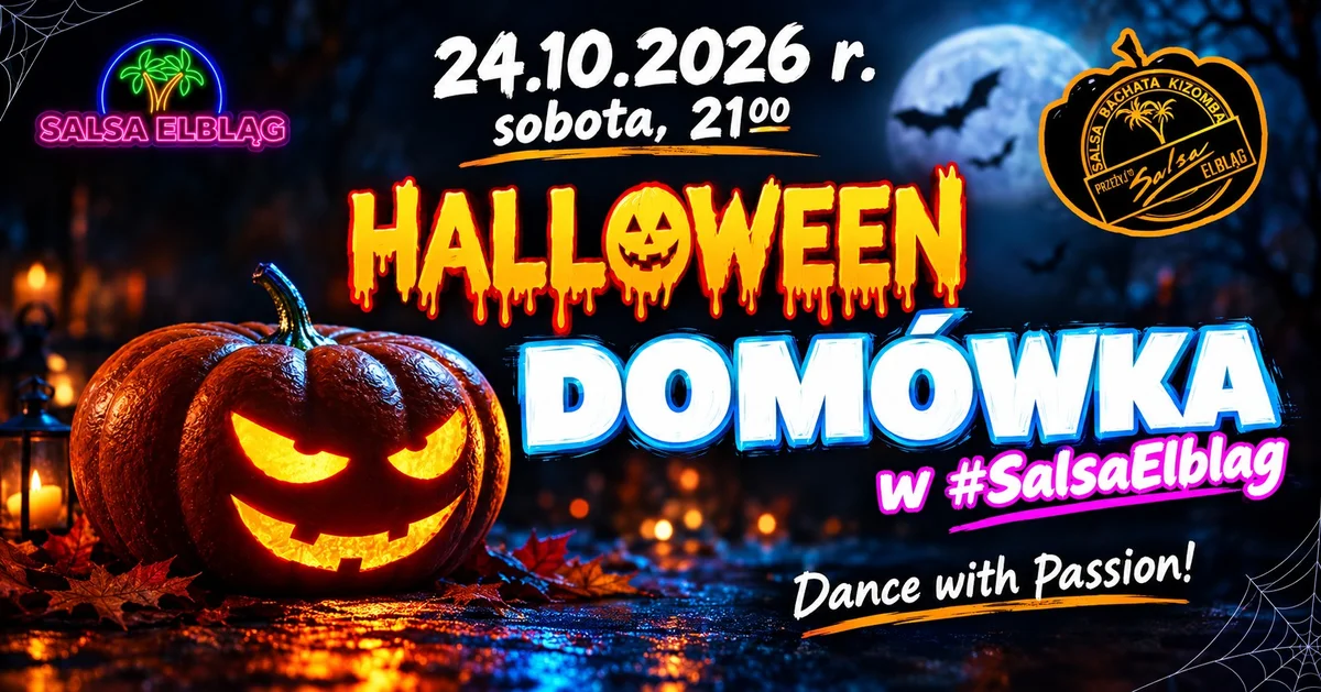 Grafika promocyjna wydarzenia #SalsaElbląg: Halloweenowa domówka taneczna