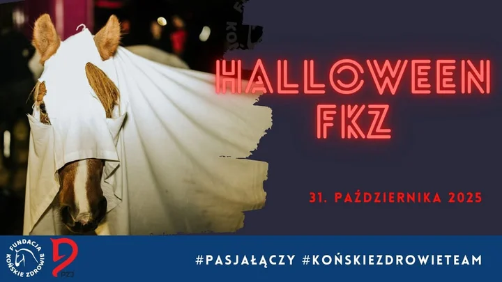 Grafika promocyjna wydarzenia Nocna wyprawa halloweenowa w Okólniku — dyniowa zupa, przejażdżki i mroczne atrakcje
