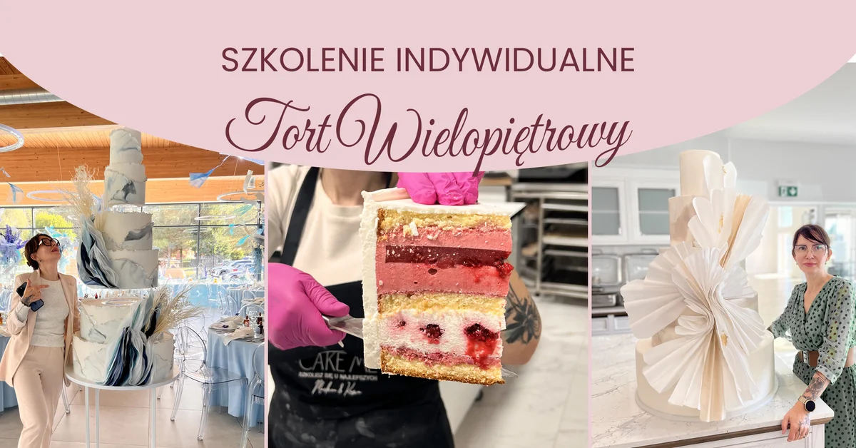 Grafika promocyjna wydarzenia Indywidualne szkolenie z tworzenia i dekoracji tortów w Elblągu