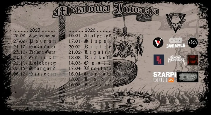 Grafika promocyjna wydarzenia METALOWA INWAZJA NA ELBLĄG Vol.2 — koncert metalowy w Elblągu