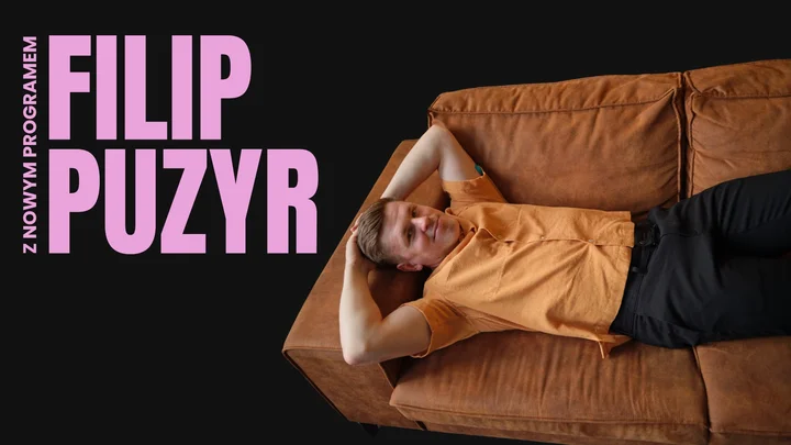 Obrazek przedstawia grafikę promocyjną wydarzenia Wieczór stand-upu z Filipem Puzyrem w Elblągu