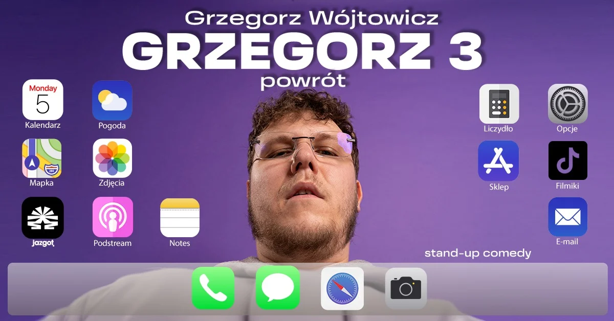 Grafika promocyjna wydarzenia Grzegorz 3: Powrót – stand-up w Elblągu