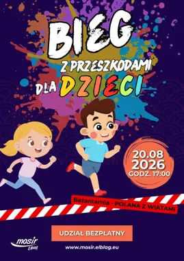 Grafika promocyjna wydarzenia Bieg z przeszkodami dla dzieci