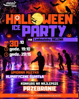 Grafika promocyjna wydarzenia Halloween Ice-Party – upiorna zabawa na lodzie
