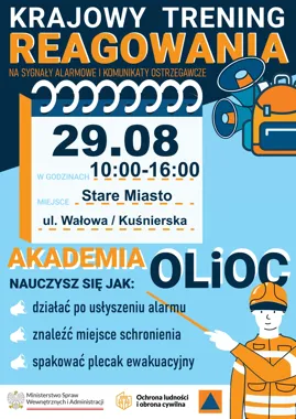 Grafika promocyjna wydarzenia Krajowy Trening Reagowania Akademii OLiOC w Elblągu