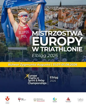 Grafika promocyjna wydarzenia Mistrzostwa Europy w Triathlonie 2026