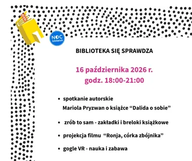 Grafika promocyjna wydarzenia Noc Bibliotek 2026