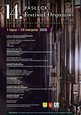Grafika promocyjna wydarzenia Noc Organowa 14. Pasłęckiego Festiwalu Organowego
