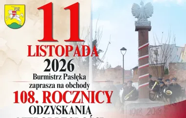 Grafika promocyjna wydarzenia Obchody Narodowego Święta Niepodległości w Pasłęku