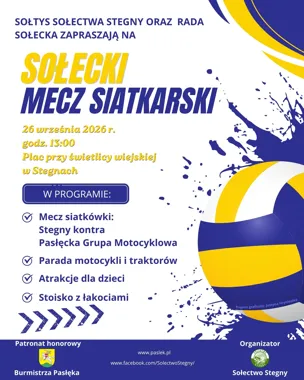 Grafika promocyjna wydarzenia Sołecki Mecz Siatkarski w Stegnach