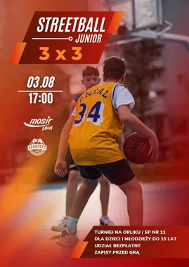 Grafika promocyjna wydarzenia Streetball dla dzieci – turniej Streetball 3x3
