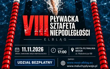 Grafika promocyjna wydarzenia VIII Pływacka Sztafeta Niepodległości