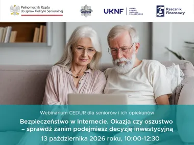 Grafika promocyjna wydarzenia Webinarium CEDUR: Bezpieczeństwo inwestowania w Internecie