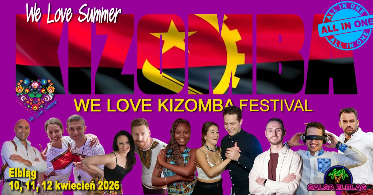 Grafika promocyjna wydarzenia Trzydniowy festiwal tańca kizomba w Elblągu