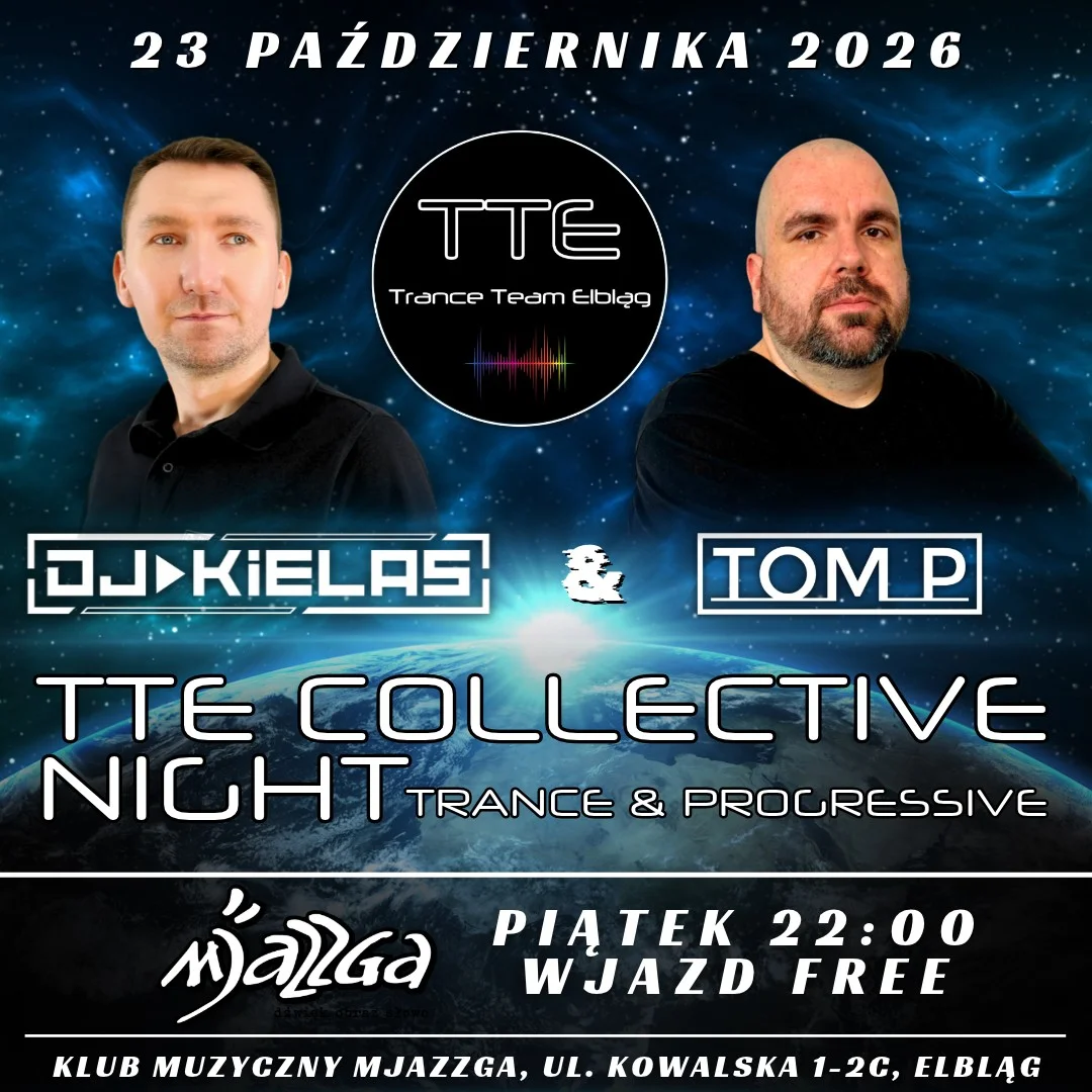 Grafika promocyjna wydarzenia TTE Collective Night w Elblągu
