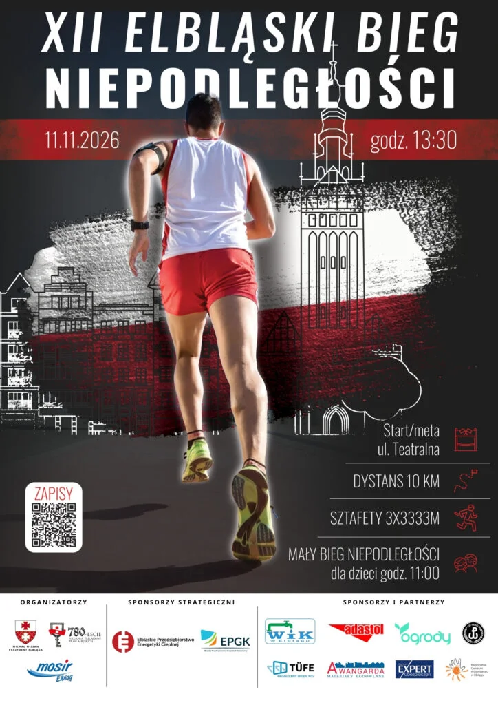 Grafika promocyjna wydarzenia XII Elbląski Bieg Niepodległości