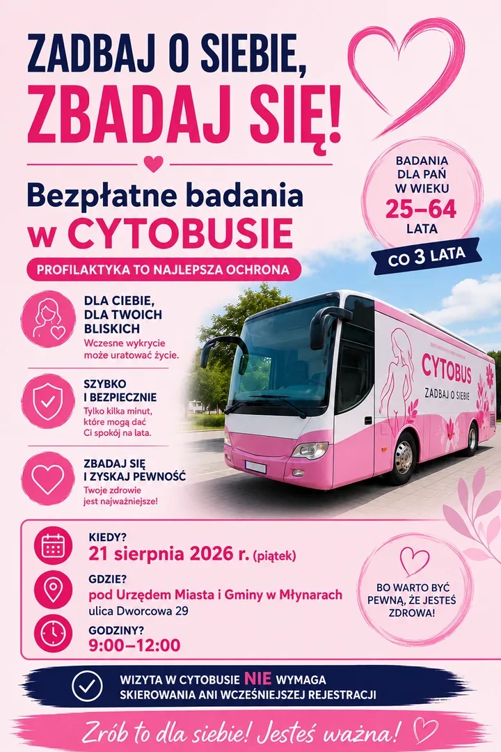 Bezpłatna cytologia w Młynarach. Badanie bez skierowania i rejestracji