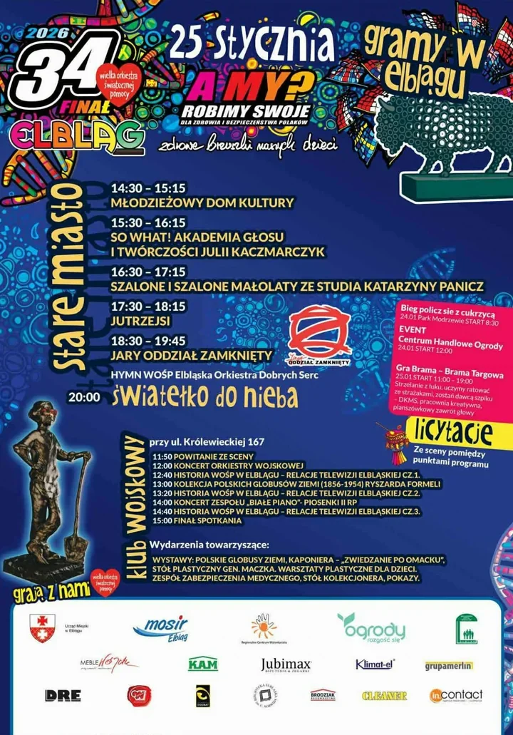 Elbląg szykuje się na finał WOŚP - muzyka, biegi i licytacje w mieście