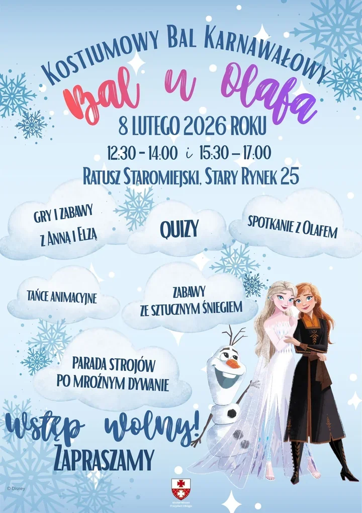 Bal u Olafa w Ratuszu Staromiejskim - karnawałowa zabawa dla najmłodszych