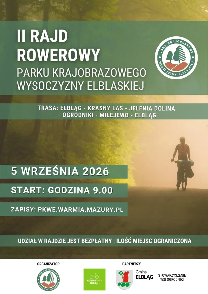 Druga trasa przez Wysoczyznę Elbląską prowadzi aż do Milejewa