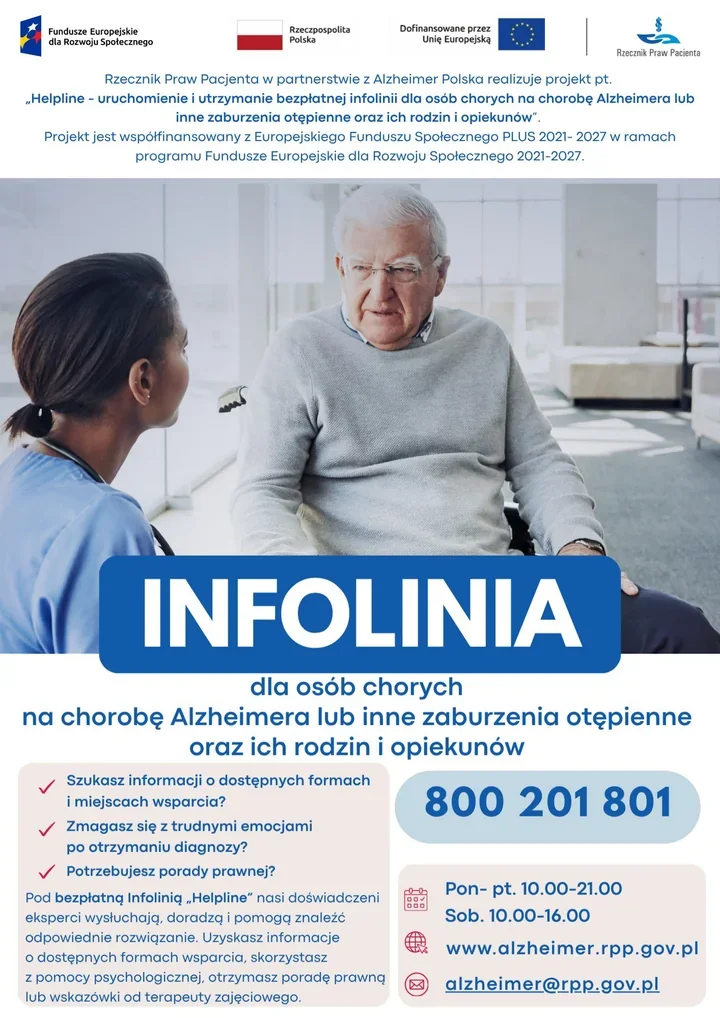 Bezpłatna infolinia Helpline – wsparcie dla chorych na Alzheimera i ich opiekunów