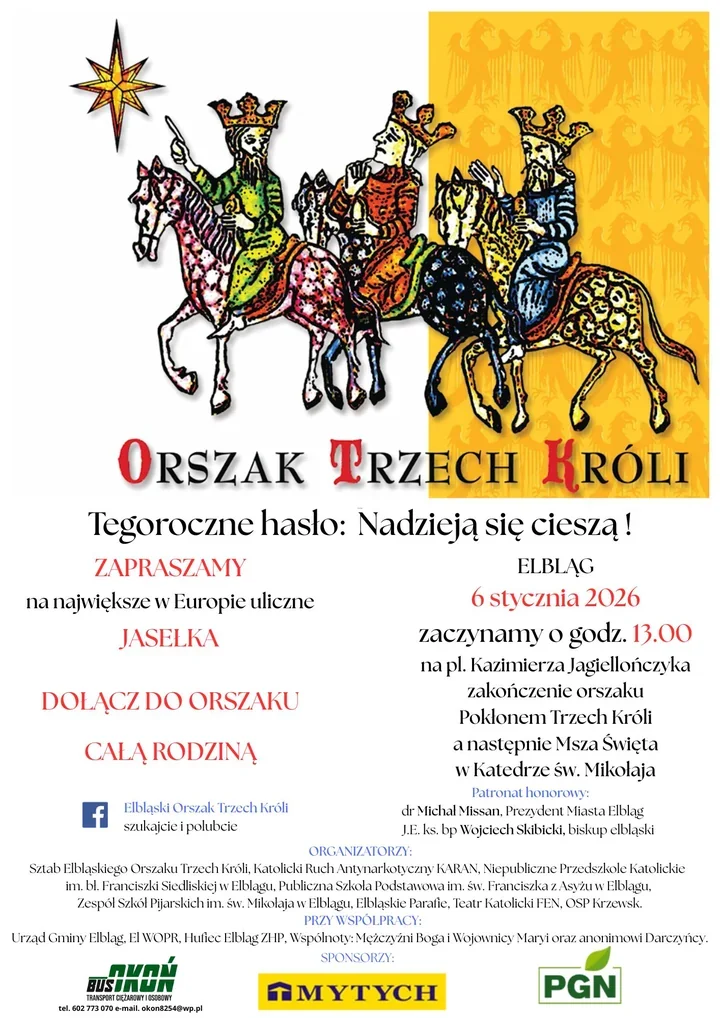 Barwny Orszak Trzech Króli przejdzie ulicami Elbląga - rodzinne świętowanie z kolędami