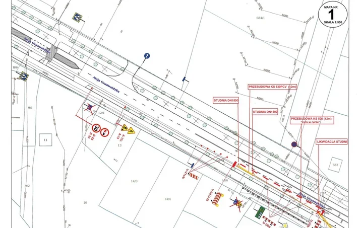 Awaria kanału tłocznego DN 400 – prace naprawcze EPWiK i utrudnienia na Al. Grunwaldzkiej