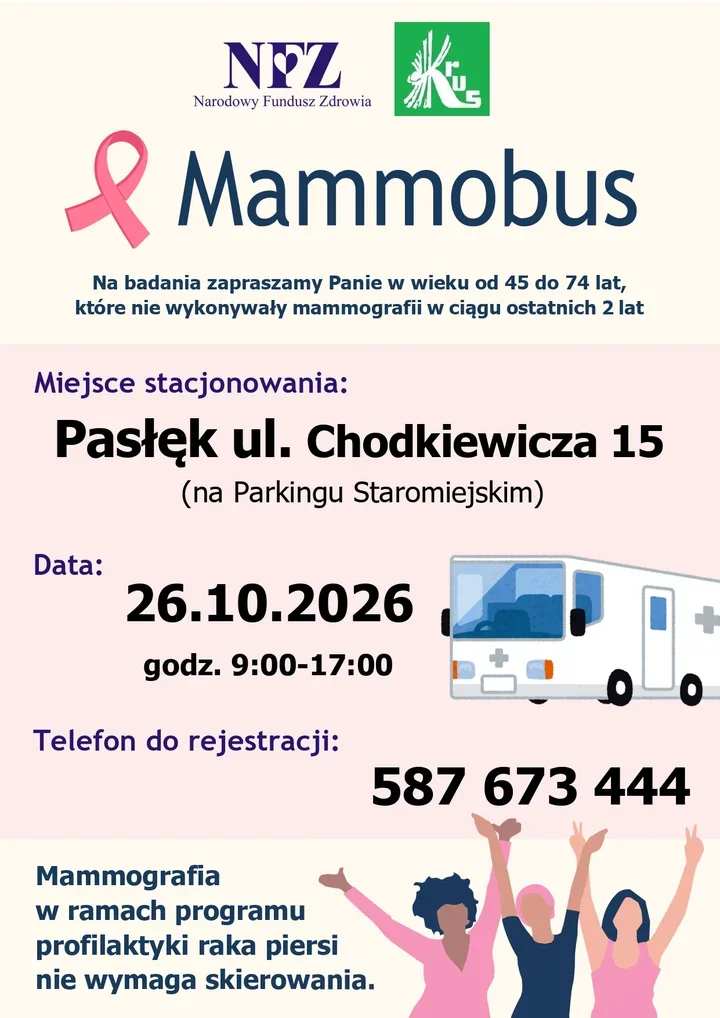 Mammobus przyjedzie do Pasłęka. Na badanie nie trzeba skierowania