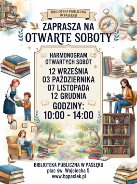 Biblioteka w Pasłęku otwiera się w soboty. Są trzy jesienne terminy