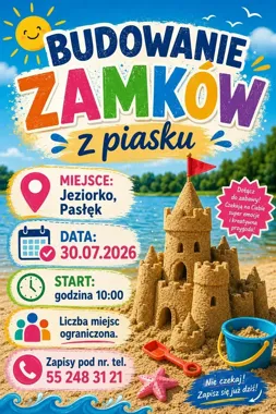 Piaskowe zamki zamiast planowanych zajęć. Wakacyjna akcja w Pasłęku