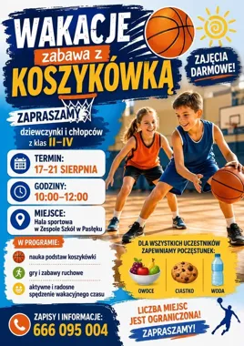 Wakacje z koszykówką w Pasłęku. Darmowe zajęcia dla dzieci