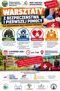 Plecak ewakuacyjny, plan ewakuacji i pierwsza pomoc. Warsztaty w Łącznej
