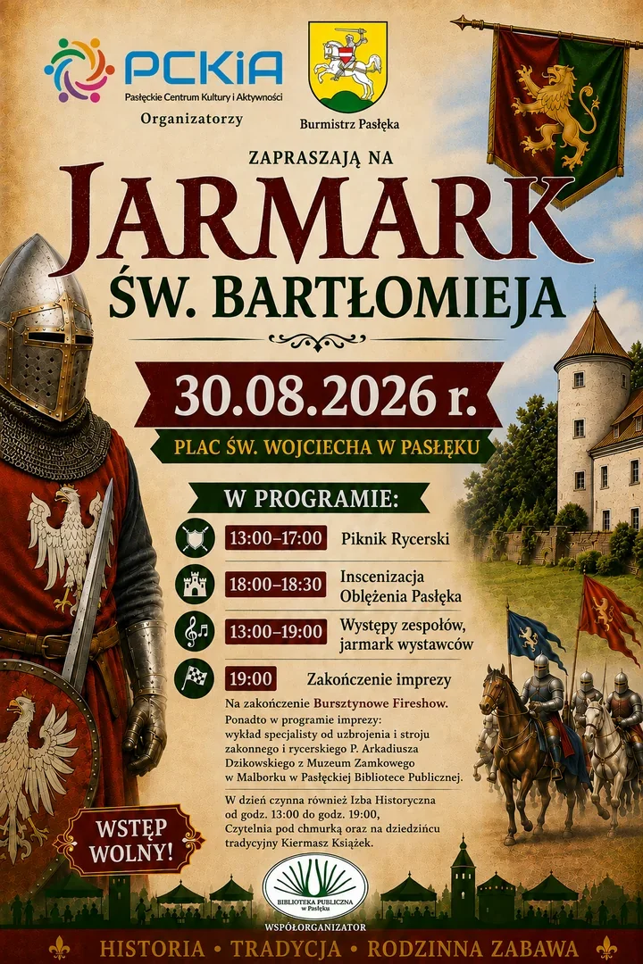 Rycerze, oblężenie i Bursztynowe Fireshow. Jarmark w Pasłęku