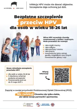 Bezpłatne szczepienia przeciw HPV także dla młodych dorosłych